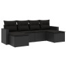 Set muebles de jardín 6 piezas y cojines ratán sintético negro 2