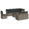 9 pcs conjunto sofás p/ jardim com almofadões vime PE cinzento 2