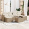 Set sofás de jardín 7 piezas y cojines ratán sintético beige 1