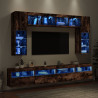 Muebles de TV de pared con luces LED 8 piezas roble ahumado 4