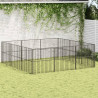 Parque para cães com 12 painéis aço galvanizado preto 1