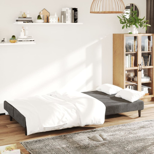 Sofá-cama de 2 lugares veludo cinzento-escuro M 3