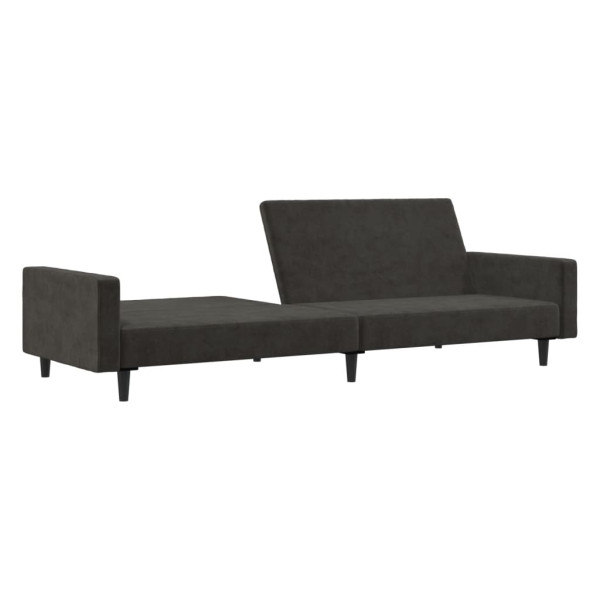 Sofá-cama de 2 lugares veludo cinzento-escuro M 4