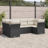 6 pcs conjunto sofás de jardim c/ almofadões vime PE preto 1