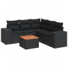 6 pcs conjunto sofás de jardim c/ almofadões vime PE preto 2