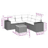 6 pcs conjunto sofás de jardim c/ almofadões vime PE preto 3