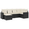 6 pcs conjunto sofás de jardim c/ almofadões vime PE preto 2