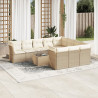 Set de sofás de jardín 11pzas con cojines ratán sintético beige 1