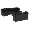 11 pcs conjunto sofás de jardim c/ almofadões vime PE preto 2