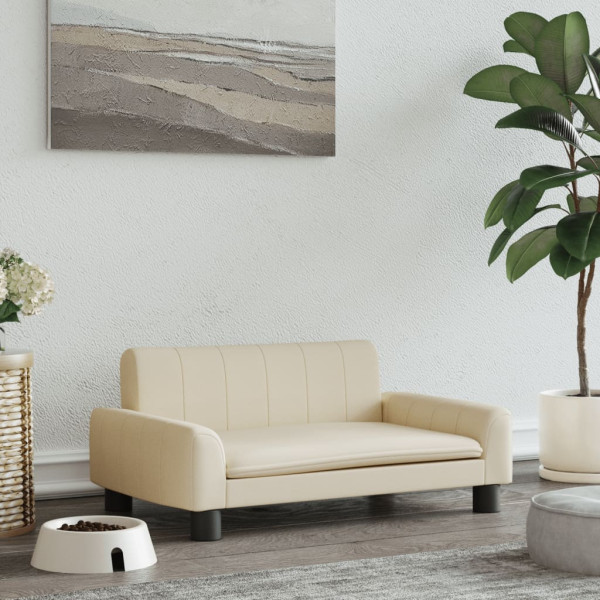 Cama para perros de tela crema 70x45x30 cm D