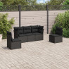 Set de muebles de jardín 5 pzas y cojines ratán sintético negro 1
