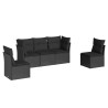 Set de muebles de jardín 5 pzas y cojines ratán sintético negro 2