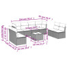 9 pcs conjunto sofás p/ jardim com almofadões vime PE cinzento 3