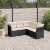 Set de muebles de jardín 5 pzas y cojines ratán sintético negro 1