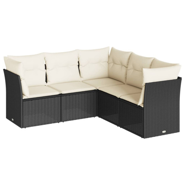 5 pcs conjunto sofás de jardim com almofadões vime PE preto M 2