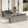 6 pcs conjunto sofás de jardim com almofadões vime cinzento 1
