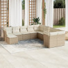 Set de sofás de jardín 11pzas con cojines ratán sintético beige 1