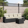 Set de muebles de jardín 5 pzas y cojines ratán sintético negro 1