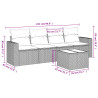 Set de muebles de jardín 5 pzas y cojines ratán sintético negro 3