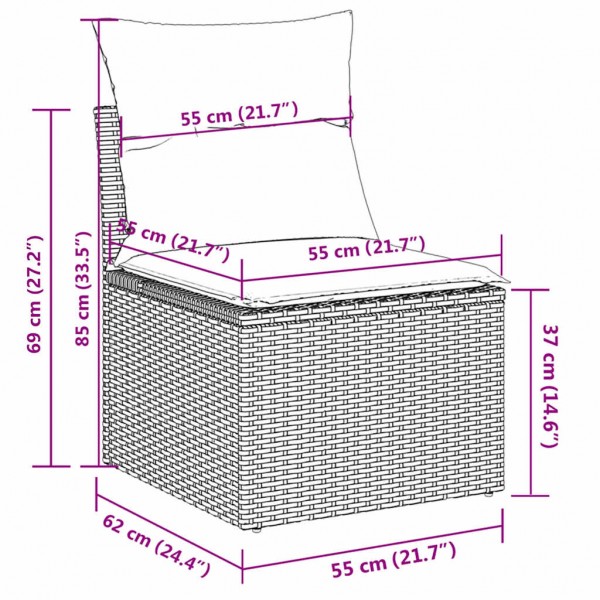 Set de muebles de jardín 5 pzas y cojines ratán sintético negro M 3