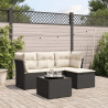 5 pcs conjunto sofás de jardim com almofadões vime PE preto 1