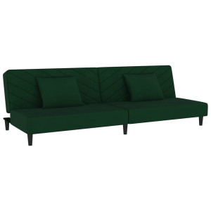 Sofá cama de 2 plazas con dos almohadas terciopelo verde oscuro H