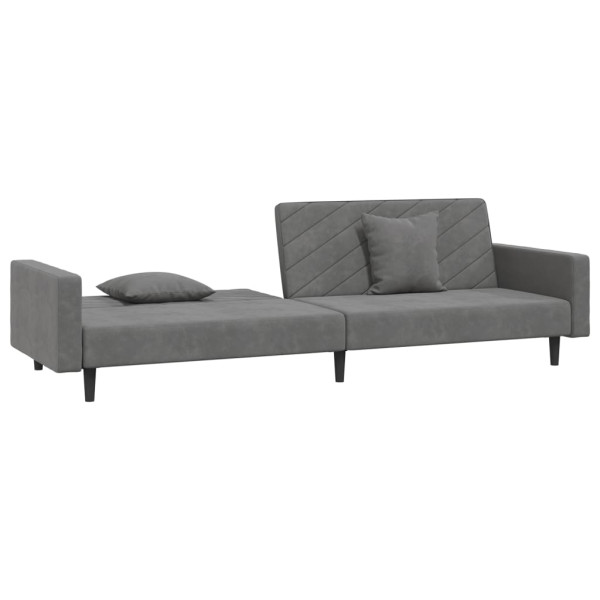 Sofá-cama 2 lugares com duas almofadas veludo cinzento-escuro M 4