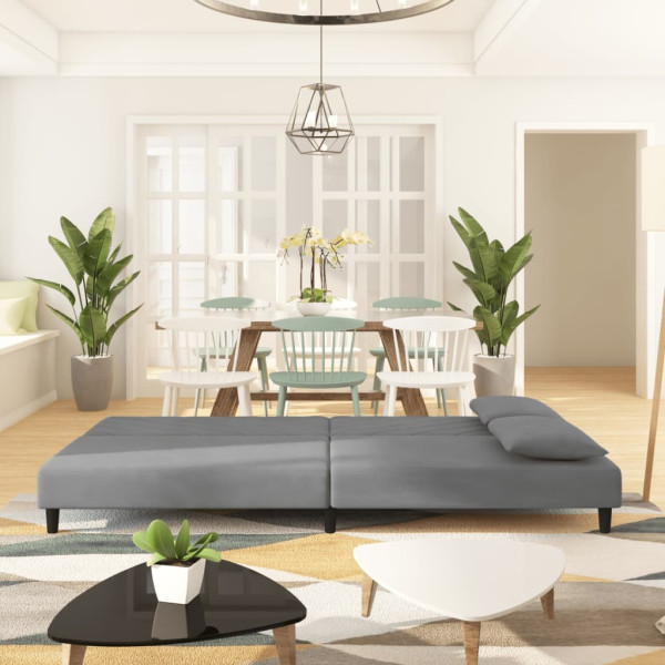 Sofá-cama 2 lugares com duas almofadas veludo cinzento-claro M 3