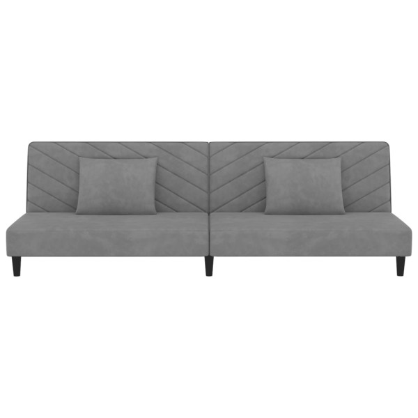 Sofá cama de 2 plazas con dos almohadas terciopelo gris claro M 5