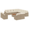 Set sofás de jardín 14 pzas con cojines ratán sintético beige 2