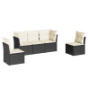 Set de muebles de jardín 5 pzas y cojines ratán sintético negro 2