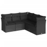5 pcs conjunto sofás de jardim com almofadões vime PE preto 2