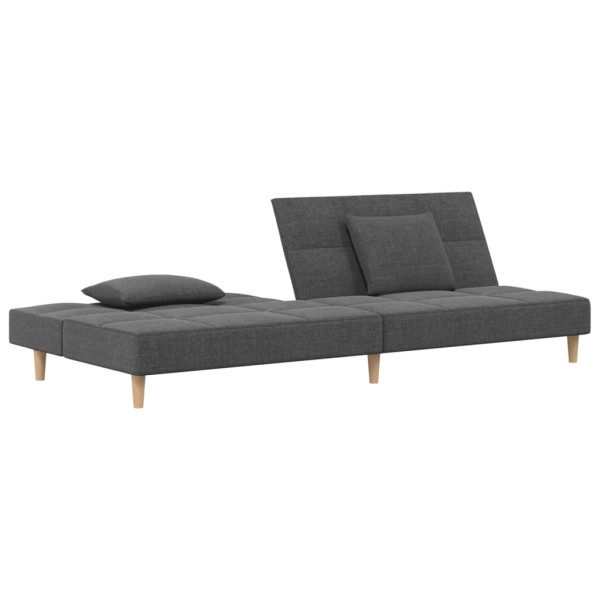 Sofá cama de 2 plazas con dos almohadas tela gris claro M 4