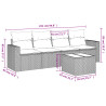 Set de muebles de jardín 5 pzas y cojines ratán sintético negro 3