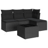 5 pcs conjunto sofás de jardim com almofadões vime PE preto 2