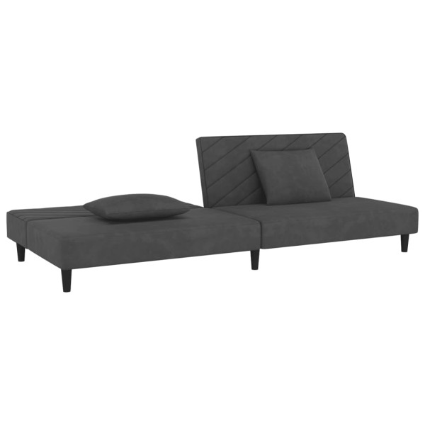 Sofá cama de 2 plazas con dos almohadas terciopelo gris oscuro M 4