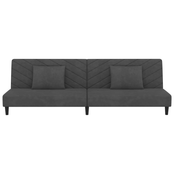 Sofá cama de 2 plazas con dos almohadas terciopelo gris oscuro M 5