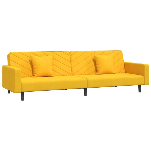 Sofá cama de 2 plazas con dos almohadas terciopelo amarillo M 2