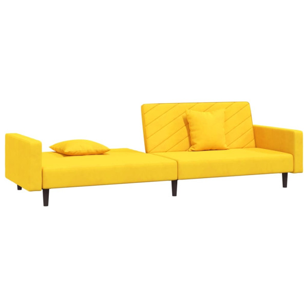 Sofá cama de 2 plazas con dos almohadas terciopelo amarillo M 4
