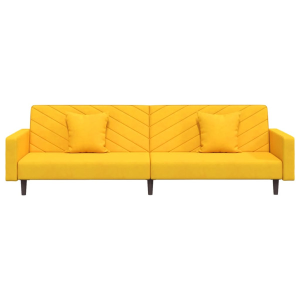 Sofá-cama 2 lugares com duas almofadas veludo amarelo M 5