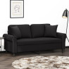 Sofá 2 lugares c/ almofadas decorativas 140 cm veludo preto 1
