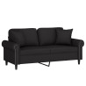 Sofá 2 lugares c/ almofadas decorativas 140 cm veludo preto 3