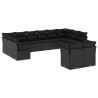 12 pcs conjunto de sofás de jardim c/ almofadões vime PE preto 2