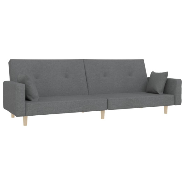 Sofá cama de 2 plazas con dos almohadas tela gris claro M 2