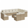 Set sofás de jardín con cojines 13 pzas ratán sintético beige 2