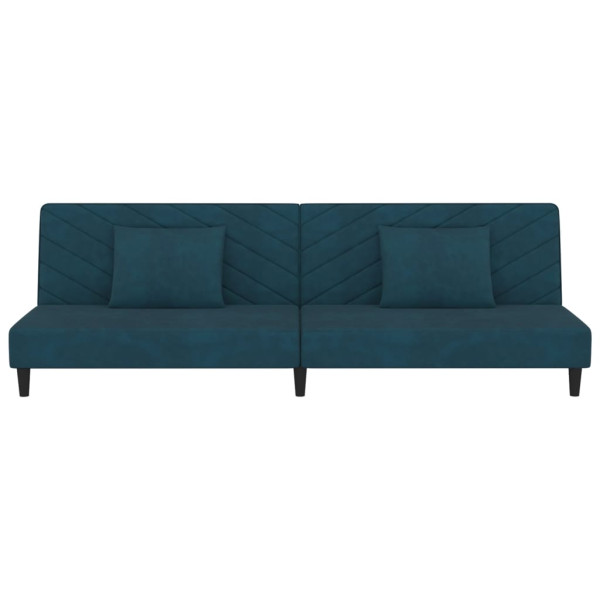 Sofá cama de 2 plazas con dos almohadas terciopelo azul M 5