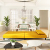 Sofá-cama 2 lugares com duas almofadas veludo amarelo 3