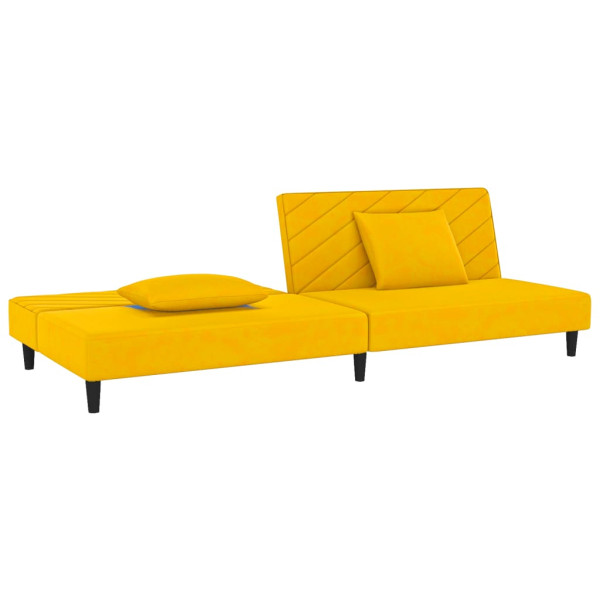 Sofá cama de 2 plazas con dos almohadas terciopelo amarillo M 4