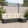 5 pcs conjunto sofás de jardim com almofadões vime PE preto 1