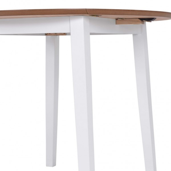 Juego de comedor de MDF y madera de caucho 3 piezas blanco M 5